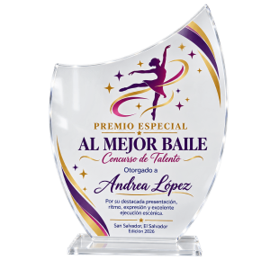 Placa de reconocimiento en acrílico Modelo Aleta